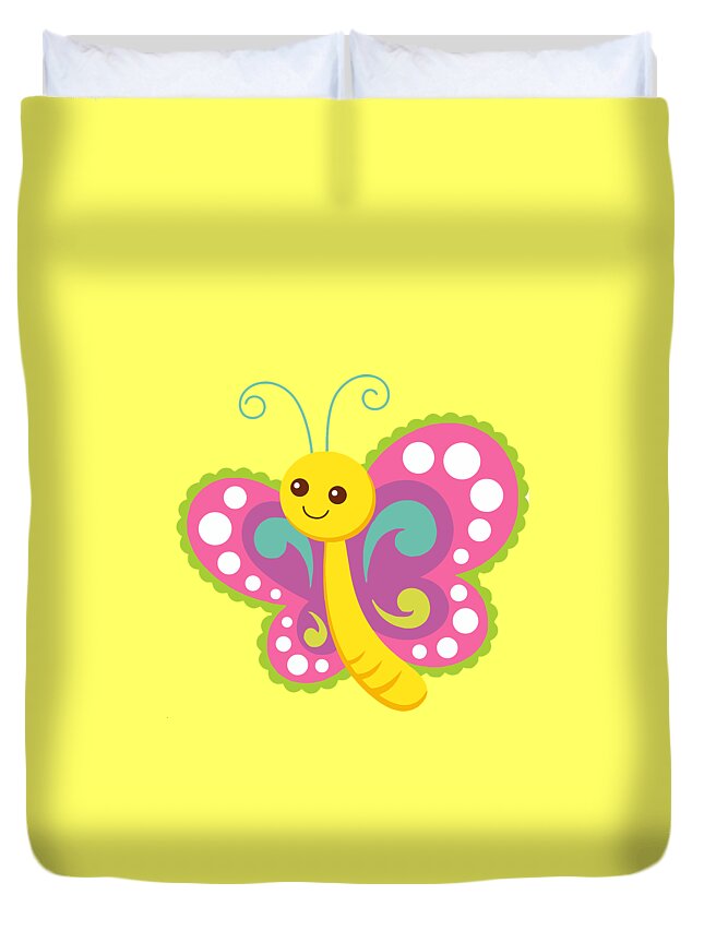 Butterfly Duvet Cover featuring the drawing Baby Butterfly by Nancy Ayanna Wyatt