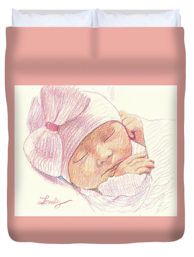 Infant Duvet Cover featuring the painting Baby Girl by Candace Lovely