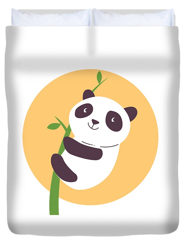 Adorable Duvet Cover featuring the digital art Baby Panda Hugging an Eucalyptus Plant by Jacob Zelazny