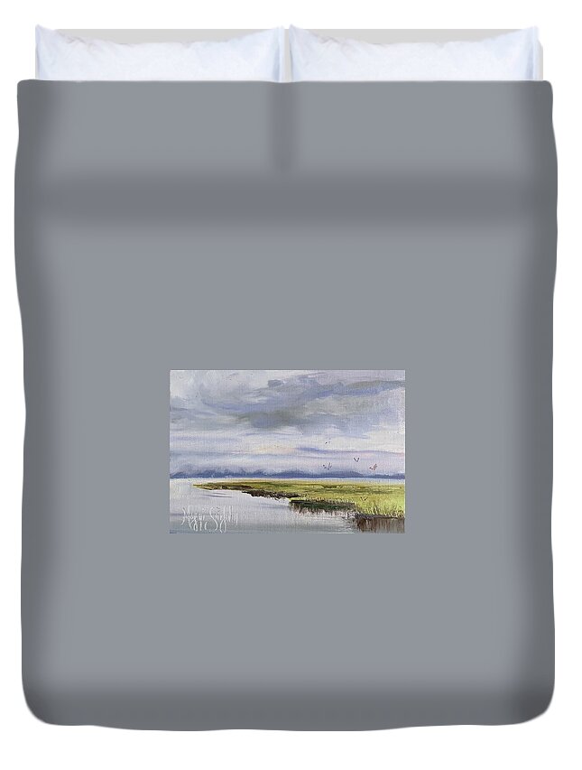 Impressionism Duvet Cover featuring the painting Back Bay by Maggii Sarfaty