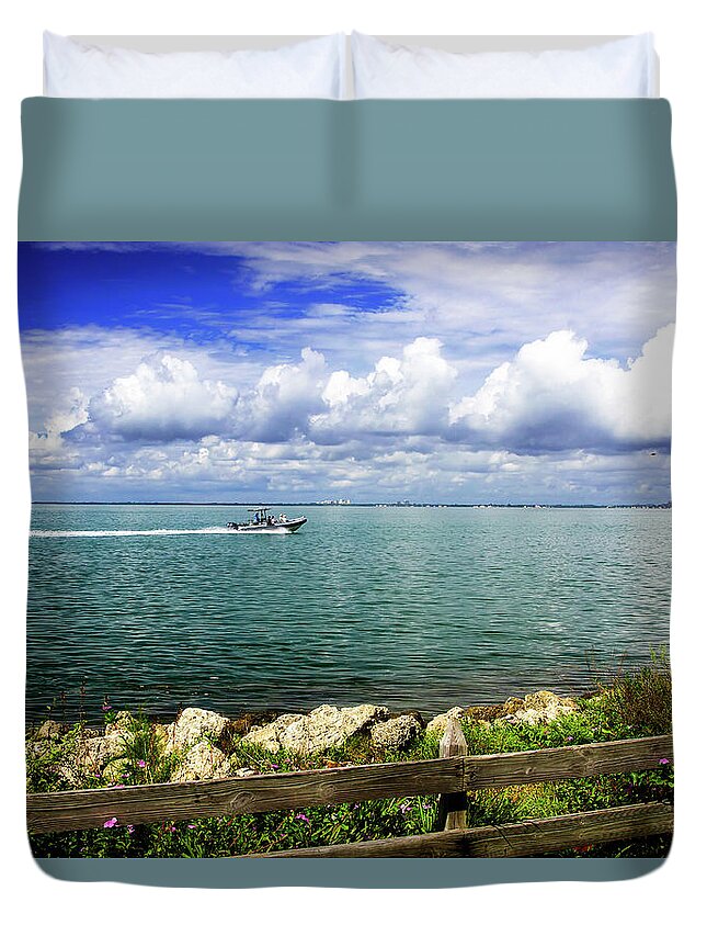 Color Duvet Cover featuring the photograph Back to the Dock by Alan Hausenflock