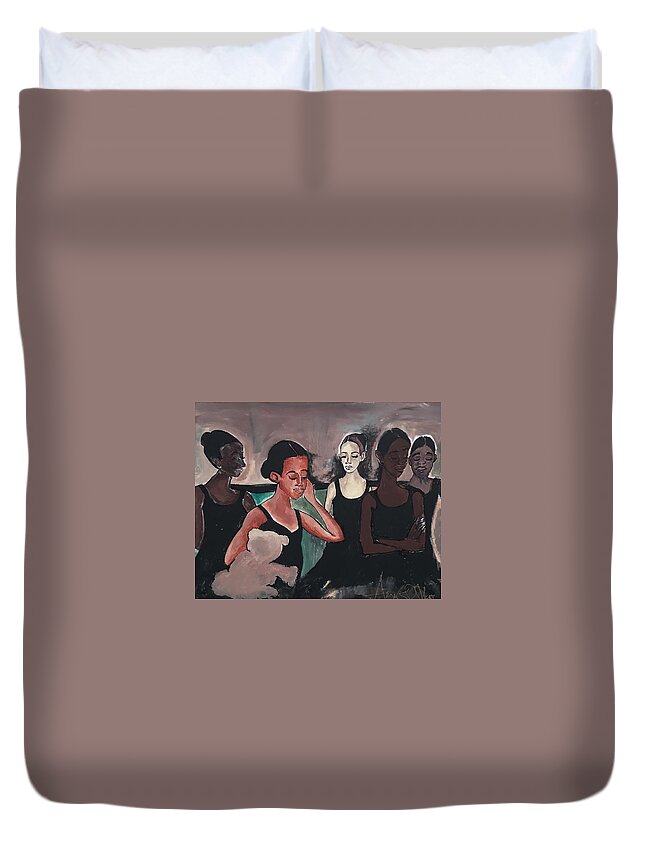  Duvet Cover featuring the painting Backstage by Angie ONeal
