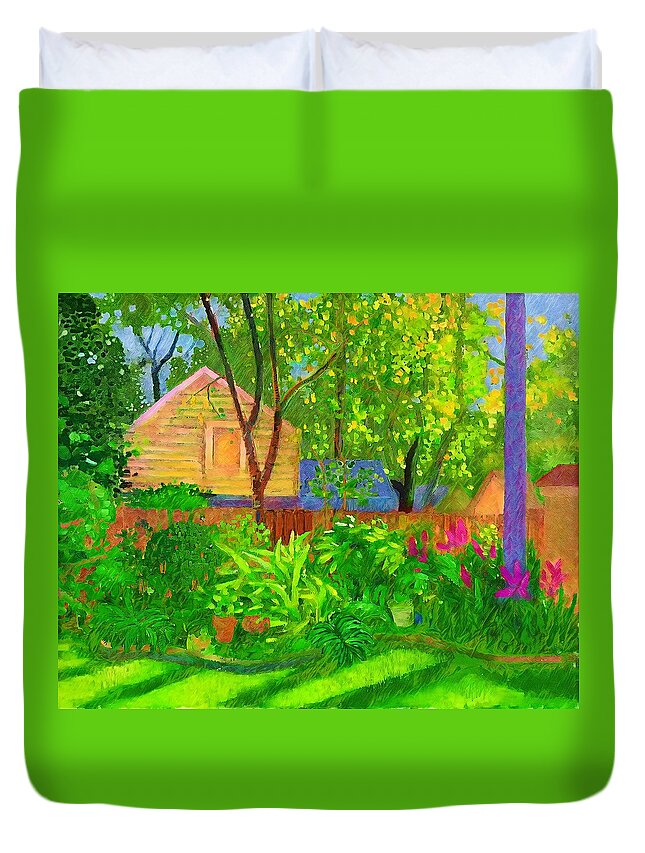 Garden Duvet Cover featuring the painting Backyard Garden 10 by Joe Roache