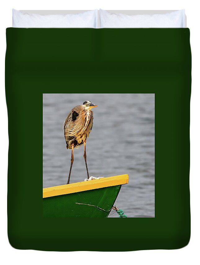 Pei Duvet Cover featuring the photograph Bad Hair Day in the Harbor by Marcy Wielfaert
