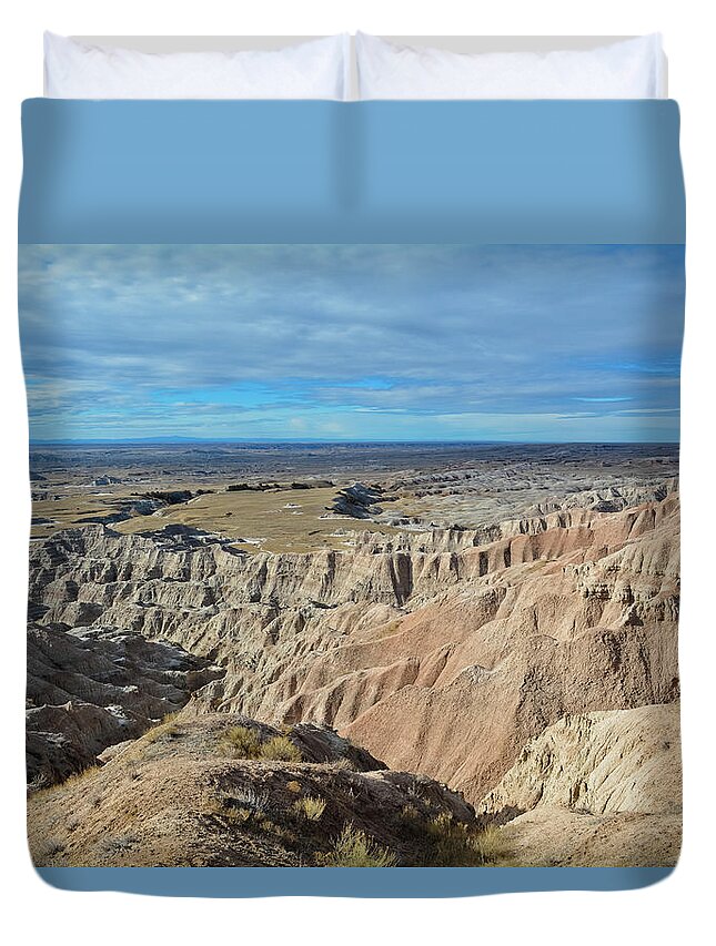 Badlands Duvet Cover featuring the photograph Badlands Wilderness Overlook by Kyle Hanson