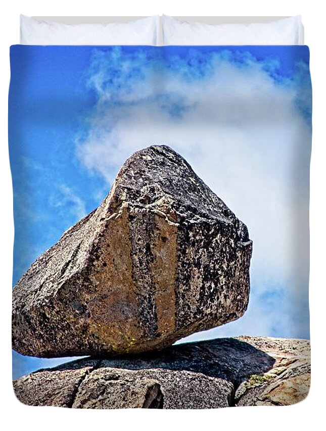 Stone Duvet Cover featuring the photograph Balancing Act by David Desautel