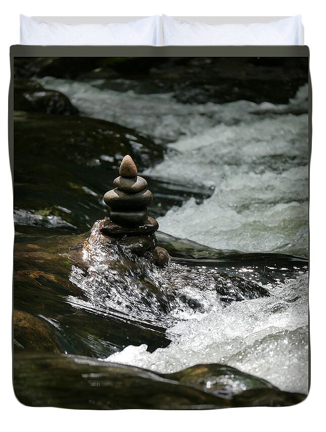 Jane Ford Janeford Duvet Cover featuring the photograph Balancing Rocks by Jane Ford