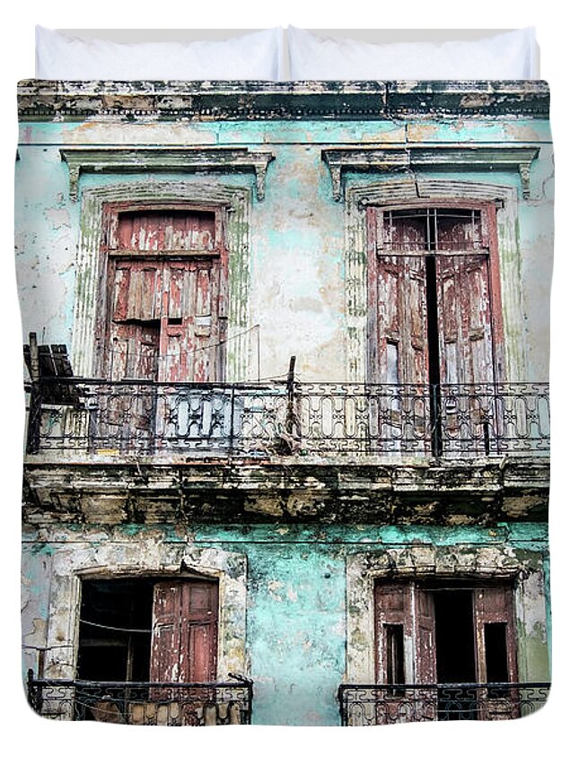 Cuba Duvet Cover featuring the photograph Balcony for everybody. Havana. Cuba. by Lie Yim