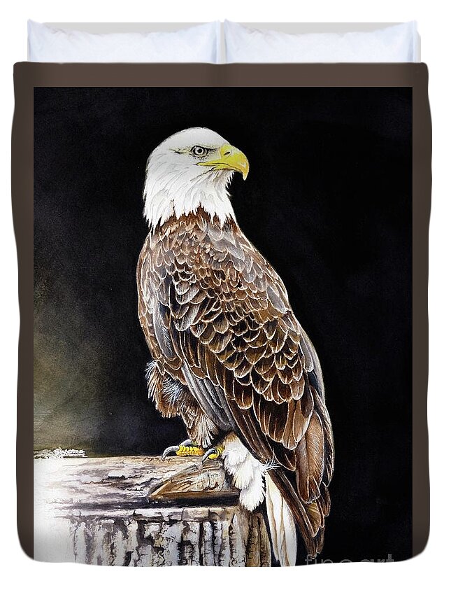 Bird Duvet Cover featuring the painting Bald Eagle by Jeanette Ferguson