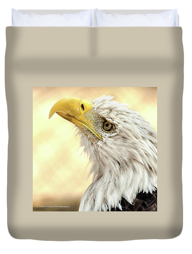 Bald Eagle Duvet Cover featuring the photograph Bald Eagle Portrait by Yeates Photography