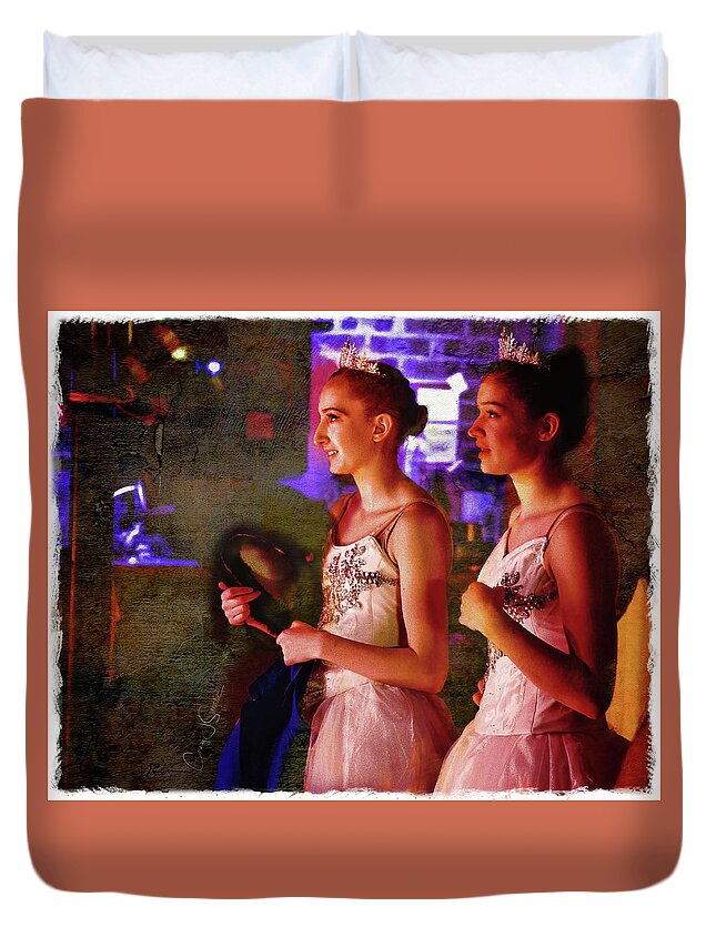 Ballerina Duvet Cover featuring the photograph Ballarinas Off Stage by Craig J Satterlee