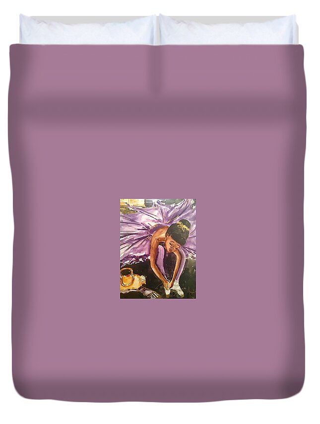 Duvet Cover featuring the painting Ballerina Girl by Angie ONeal