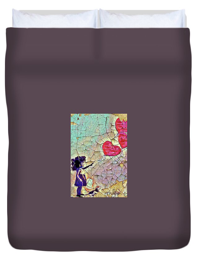  Duvet Cover featuring the mixed media Balloons by Angie ONeal