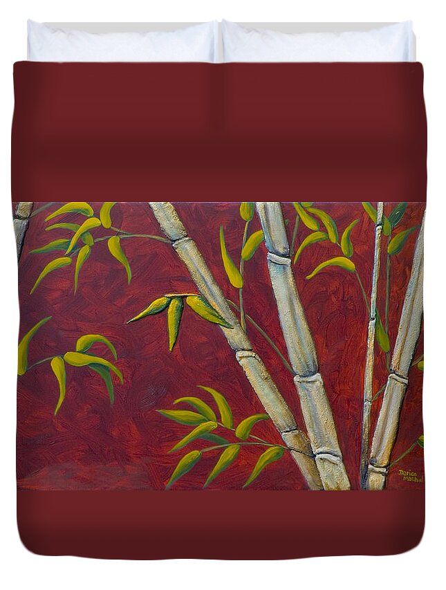 Tropical Bamboo Duvet Cover featuring the painting Bamboo by Darice Machel McGuire