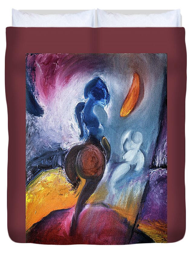 Banana Duvet Cover featuring the painting Banana Time by Paul Vitko
