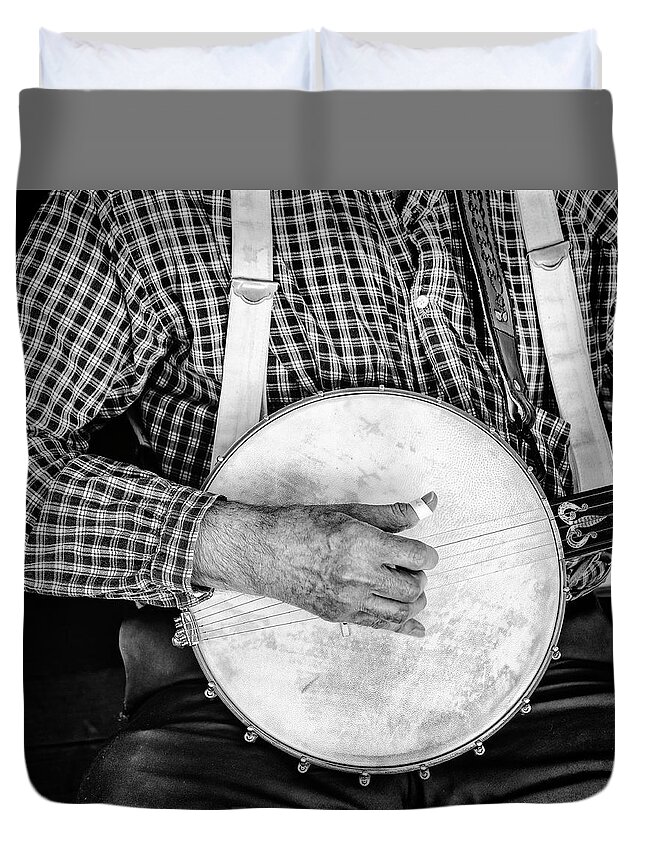 Banjo Duvet Cover featuring the photograph Banjo Hand by Gary Slawsky
