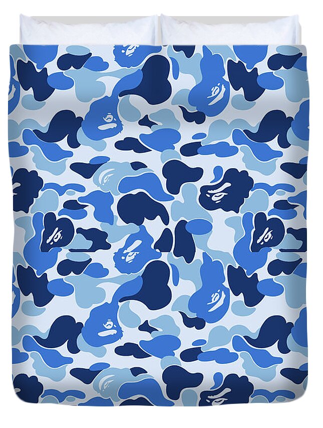 Bappe Blue Camo Duvet Cover by Bape Collab - Pixels