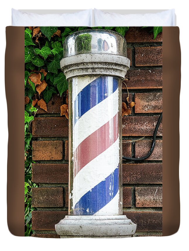 Barber Duvet Cover featuring the photograph Barber Pole by Tony Locke