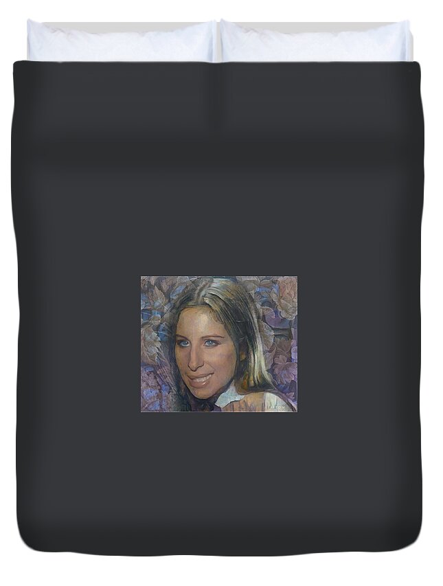  Duvet Cover featuring the digital art Barbra Streisand 7 by Richard Laeton