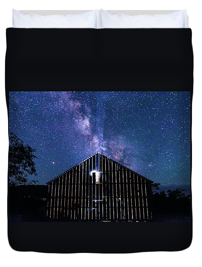 2018 Duvet Cover featuring the photograph Barn Night Light by Erin K Images