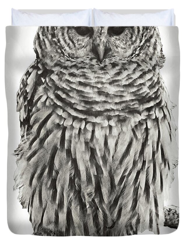 Nature Duvet Cover featuring the photograph Barred Owl Portrait by Suzanne Stout