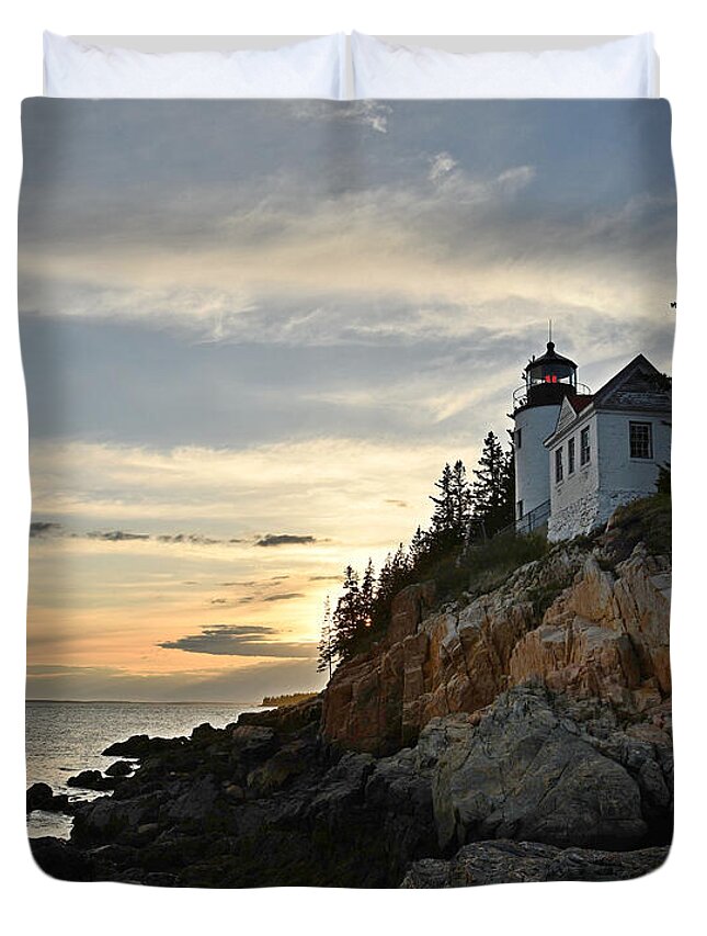 Acadia National Park Duvet Cover featuring the photograph Bass Harbor Head Lighthouse by Steve Brown