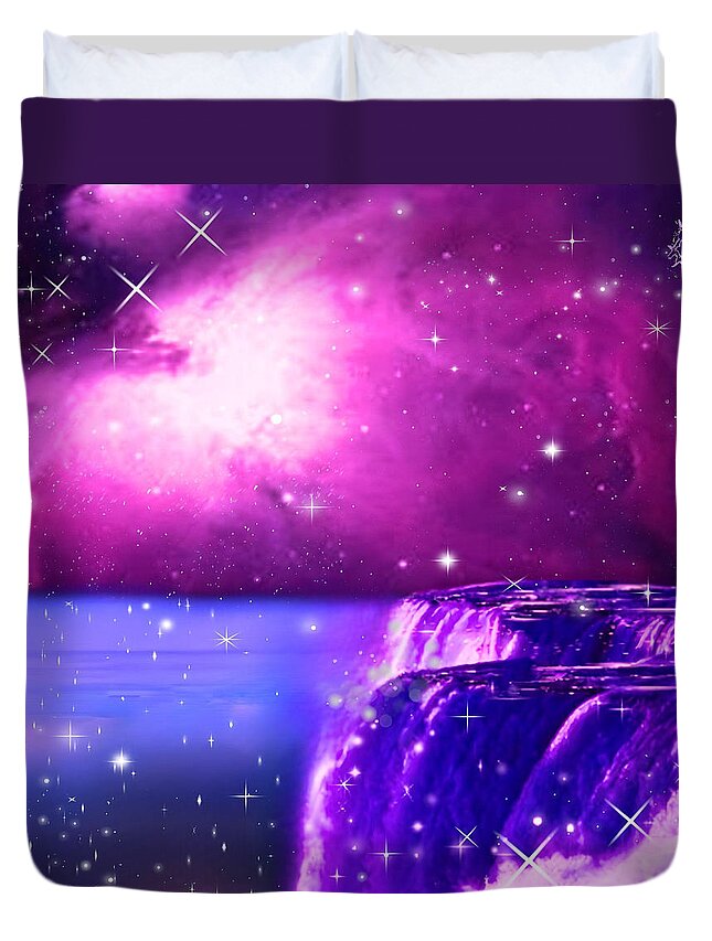  Duvet Cover featuring the digital art Bathe in the Stars by Christina Knight