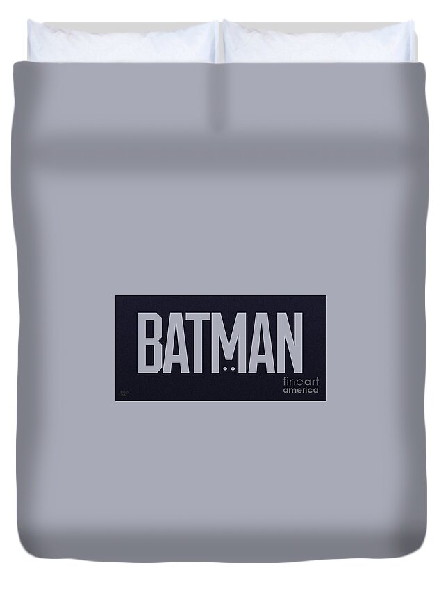 Batman Duvet Cover featuring the digital art Batman Type Treatment by Brian Watt