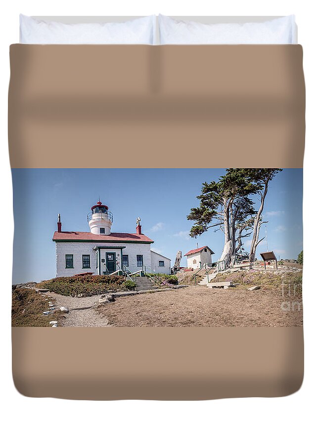 Afternoon Duvet Cover featuring the photograph Battery Point Lighthouse Panorama by Al Andersen