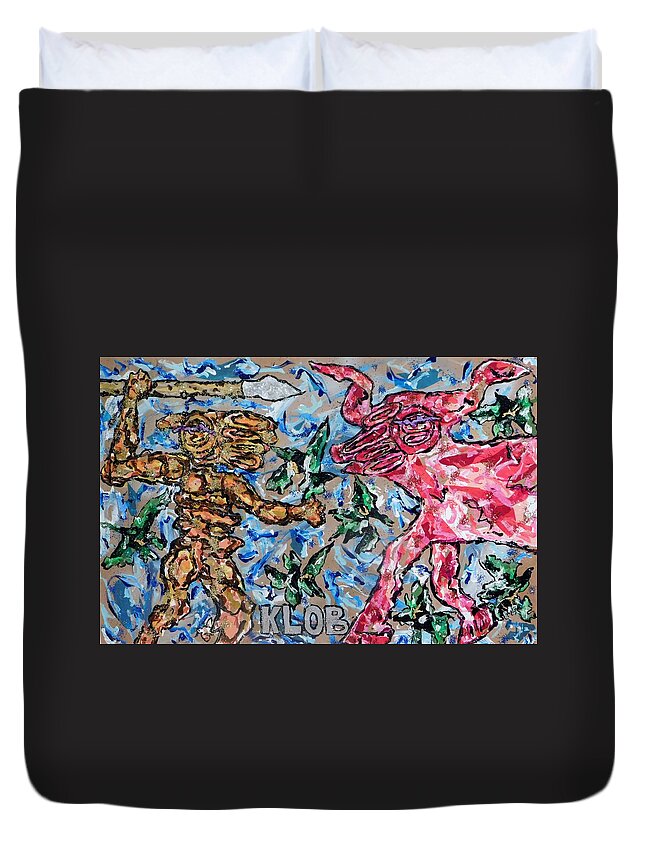 Aurochs Duvet Cover featuring the mixed media Battle Of The Aurochs Proposal for New Constellation by Kevin OBrien