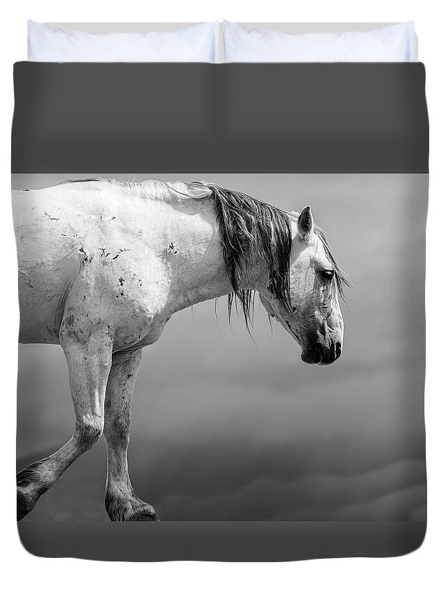 Wild Horses Duvet Cover featuring the photograph Battle Worn by Mary Hone