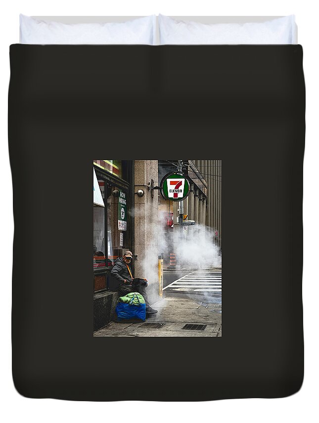 7 Eleven Duvet Cover featuring the photograph Bay Street Life Toronto by Dee Potter