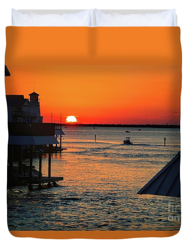 Sunset Duvet Cover featuring the photograph Bayou Vista Sunset by Diana Mary Sharpton