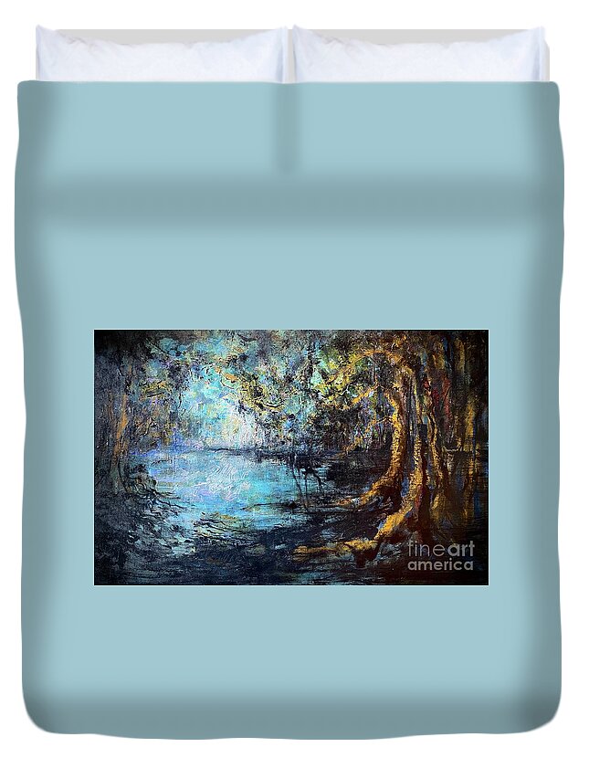 Landscape Painting Duvet Cover featuring the painting Bayou Voodoo by Francelle Theriot