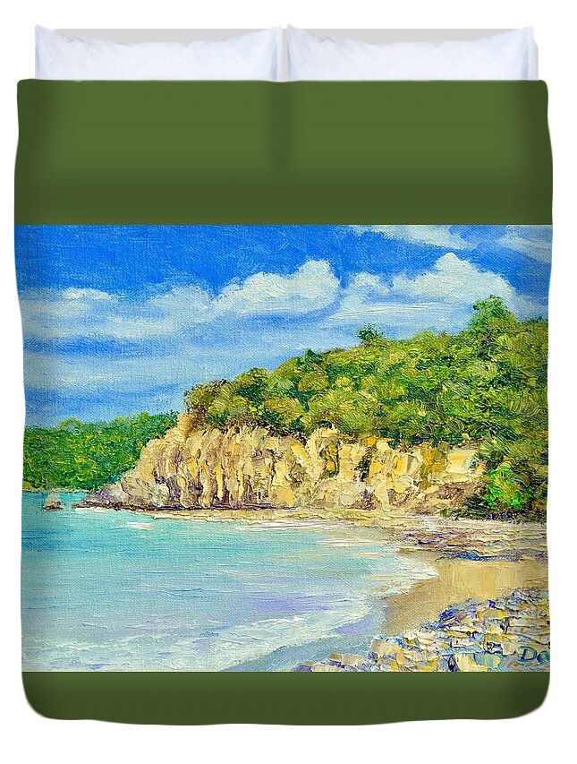 Surf Duvet Cover featuring the painting Beach At Walkerville South by Dai Wynn