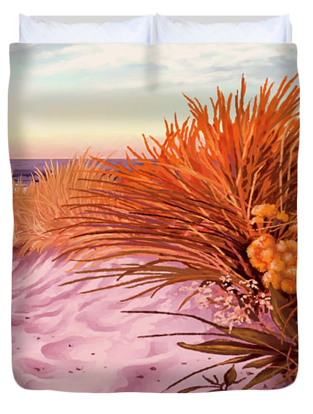 Beach Duvet Cover featuring the painting Beach Bouquet by Hans Neuhart