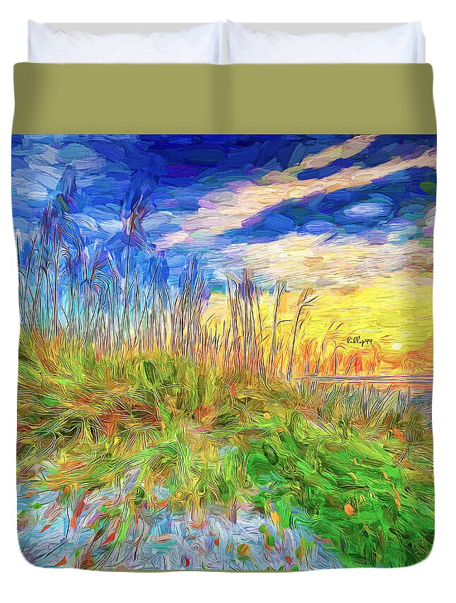 Paint Duvet Cover featuring the painting Beach dune by Nenad Vasic