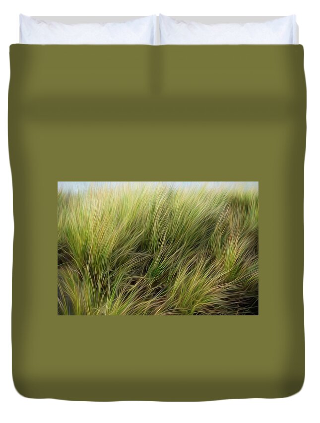 Deer Grass Duvet Cover featuring the digital art Beach grass- texture or background by Alessandra RC