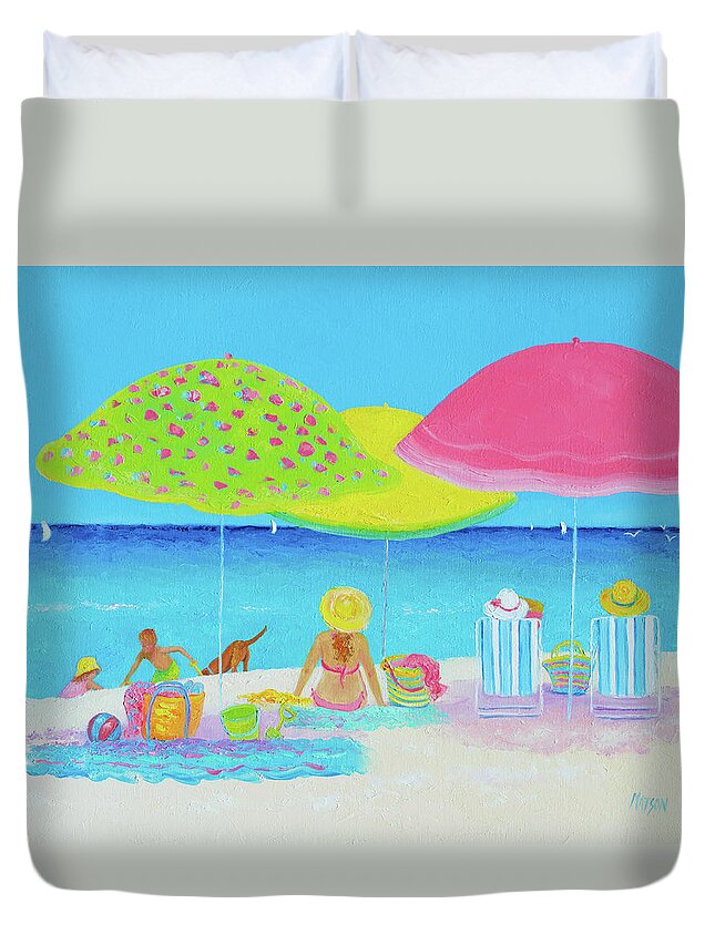 Beach Duvet Cover featuring the painting Beach Painting - Beach Life by Jan Matson