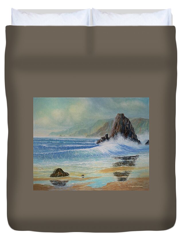 Surf Duvet Cover featuring the painting Beach Reflections by Douglas Castleman
