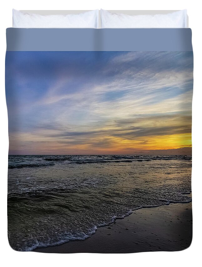 Sunset Duvet Cover featuring the photograph Beach Sunset by David Beechum