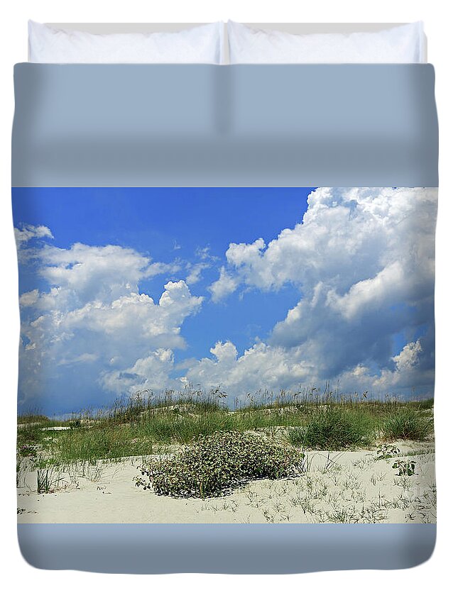 Sky Duvet Cover featuring the photograph Beach Textures by Mary Haber