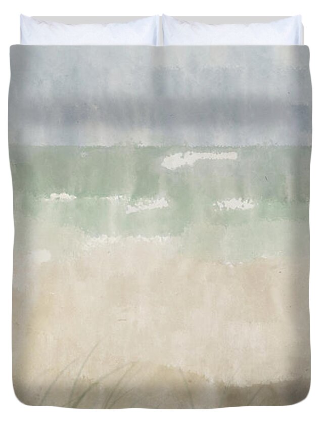 Beach Duvet Cover featuring the digital art Beach View by Alison Frank