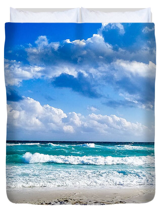 Beach Duvet Cover featuring the photograph Beach Waves, Opal Beach, Pensacola Beach, Florida by Beachtown Views