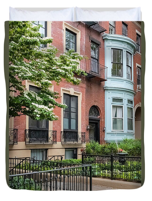 Boston Duvet Cover featuring the photograph Beacon Street Row Houses by Bob Phillips