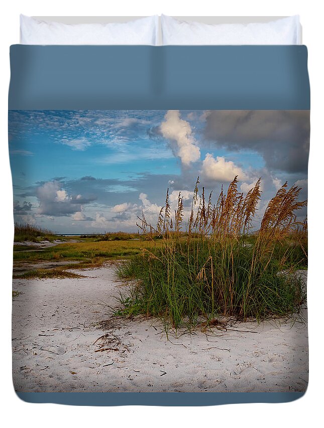 Anna Maria Island Duvet Cover featuring the photograph Bean Point Morning 1 by ARTtography by David Bruce Kawchak