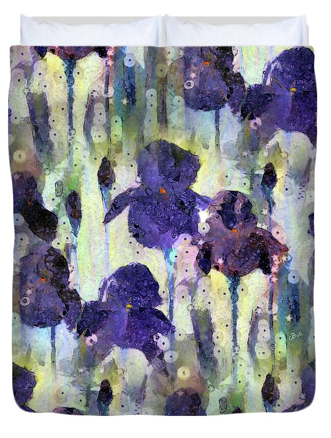 Iris Duvet Cover featuring the photograph Bearded Irises by Claire Bull