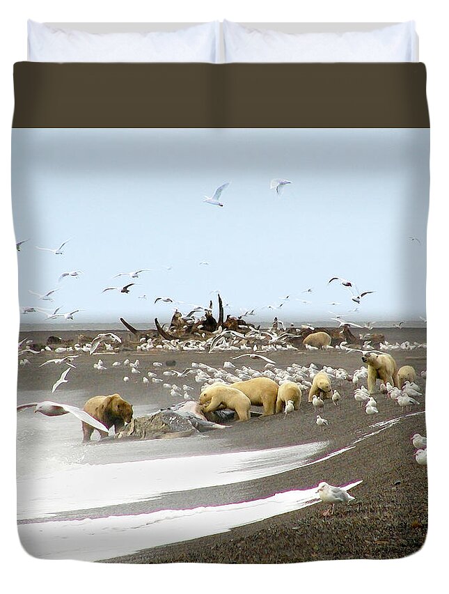 Bear Duvet Cover featuring the photograph Bears Eating Whale - Paintography by Anthony Jones