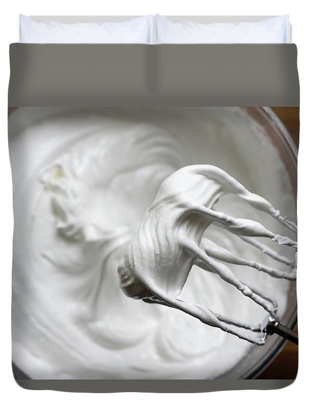 Background Duvet Cover featuring the photograph Beaters above whisked meringue by Scott Lyons