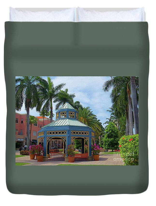 Beautiful Mizner Park In Boca Raton Duvet Cover featuring the photograph Beautiful Mizner Park in Boca Raton, Florida. #12 by Robert Birkenes